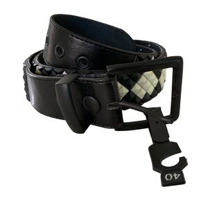 Y2K Punk Rock Studded Belt Size 42 Black White Streetwear Festival Skater Grunge